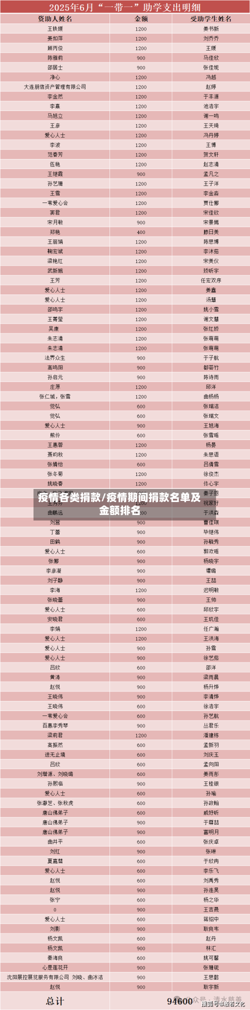疫情各类捐款/疫情期间捐款名单及金额排名-第2张图片