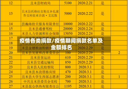疫情各类捐款/疫情期间捐款名单及金额排名-第3张图片