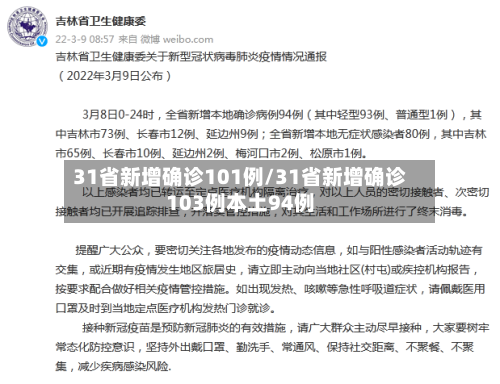 31省新增确诊101例/31省新增确诊103例本土94例-第3张图片